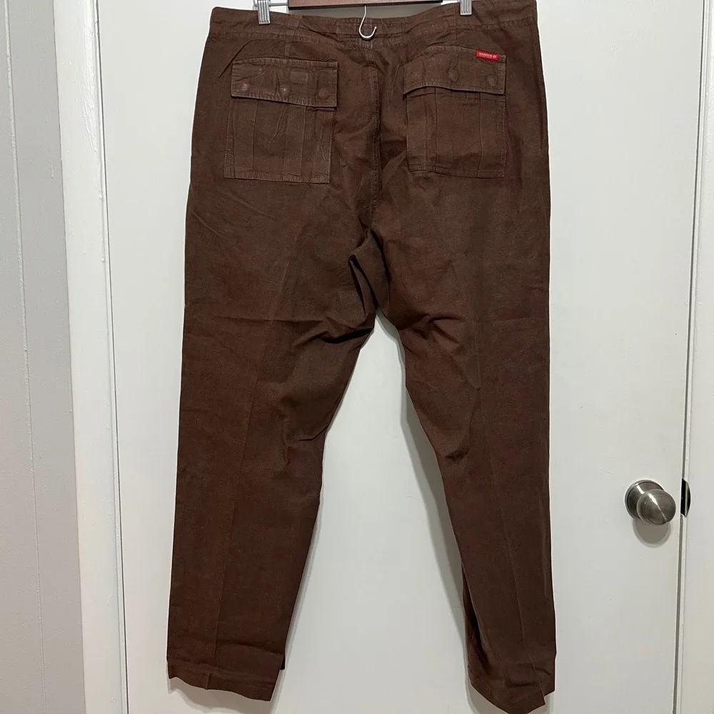 Vintage Guess Jeans Brown Linen Cargo Pants Size 36 Gorp Streetwear Y2K Made USA